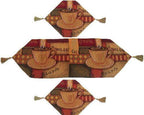 DaDa Bedding Set of 3-Pieces - Smell of Coffee Café Cup Orange Brown Woven Tapestry Dining Table Runners (9912) DaDalogy Bedding Collection