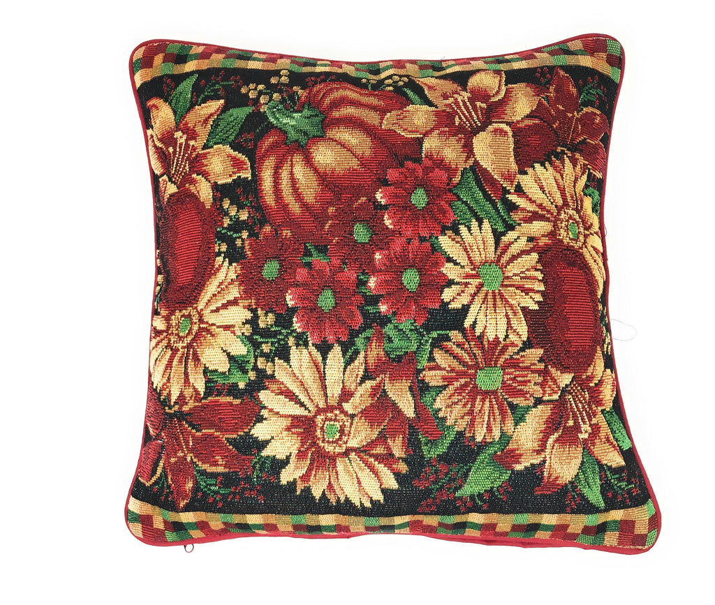 DaDa Bedding Set of 4 Pieces - Autumn Harvest Halloween & Christmas Ornaments Holiday Tapestry Throw Pillow Covers Bundle Pack - 16" x 16" DaDalogy Bedding Collection