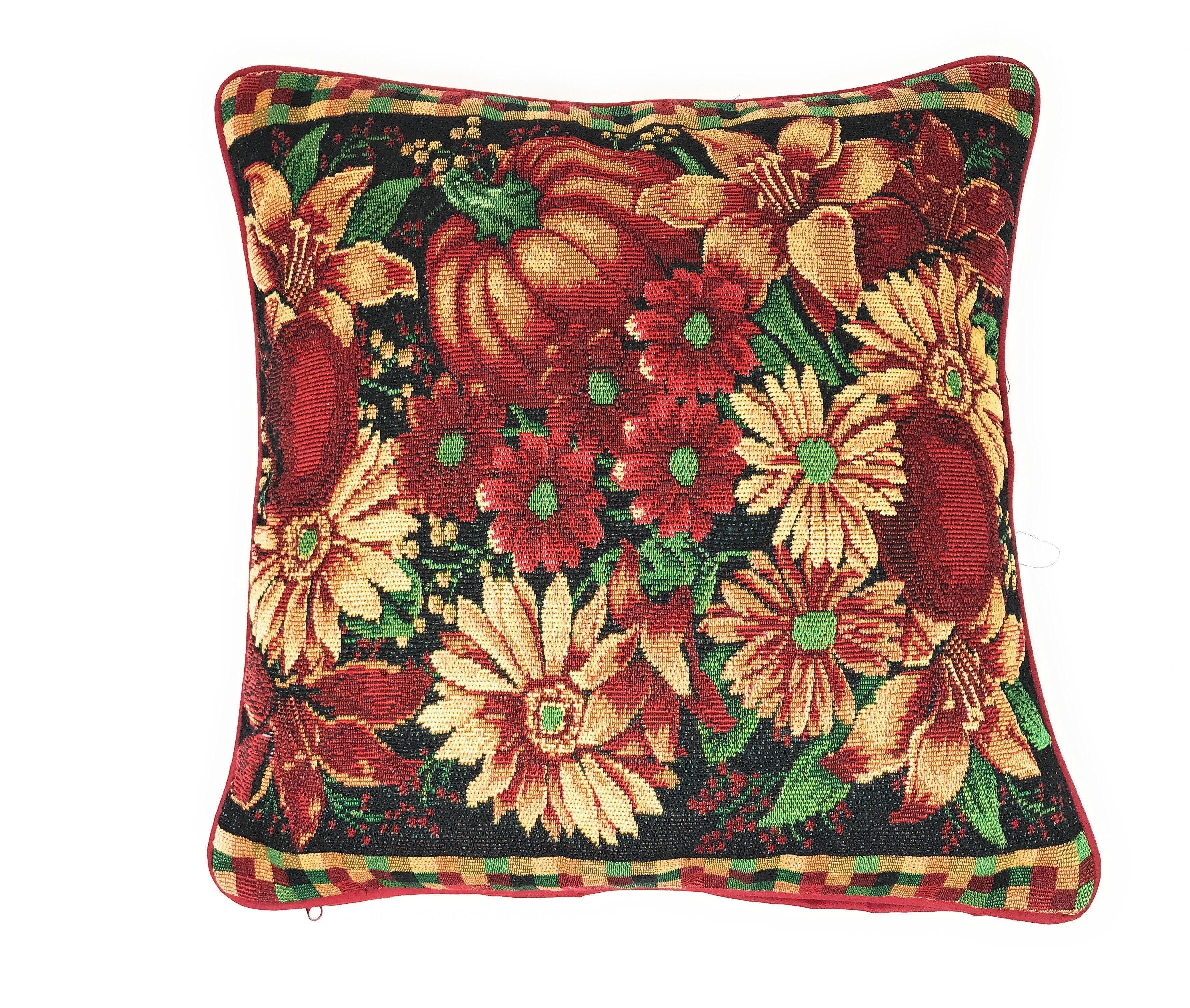 DaDa Bedding Set of 4 Pieces - Autumn Harvest Halloween & Christmas Ornaments Holiday Tapestry Throw Pillow Covers Bundle Pack - 16" x 16" DaDalogy Bedding Collection