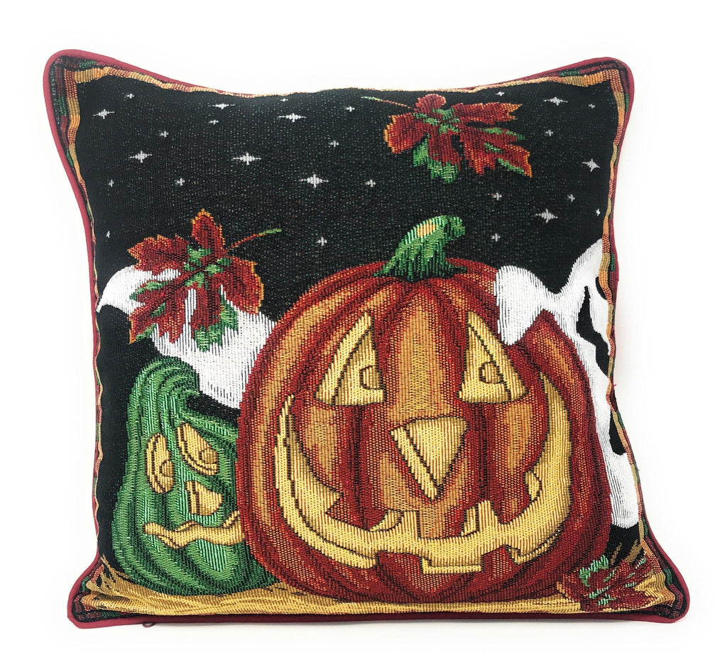 DaDa Bedding Set of 4 Pieces - Autumn Harvest Halloween & Christmas Ornaments Holiday Tapestry Throw Pillow Covers Bundle Pack - 16" x 16" DaDalogy Bedding Collection