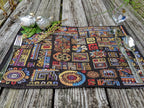 DaDa Bedding Set of 4-Pieces Ethnic Ornaments Geometric Black Tapestry Dining Placemats 13” x 19” (18118)