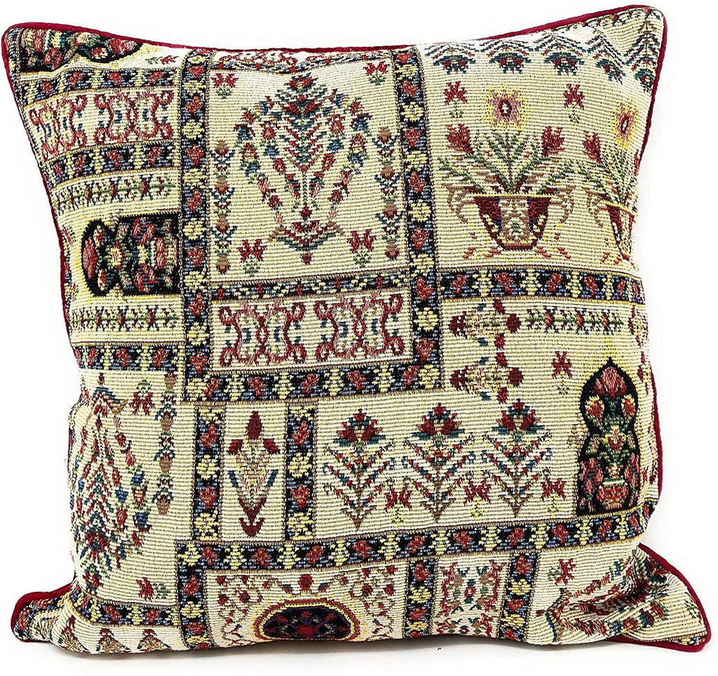 DaDa Bedding Set of 4 Pieces - Floral Garden Botanical Tapestry Throw Pillow Covers Bundle Pack - 16" x 16" DaDalogy Bedding Collection