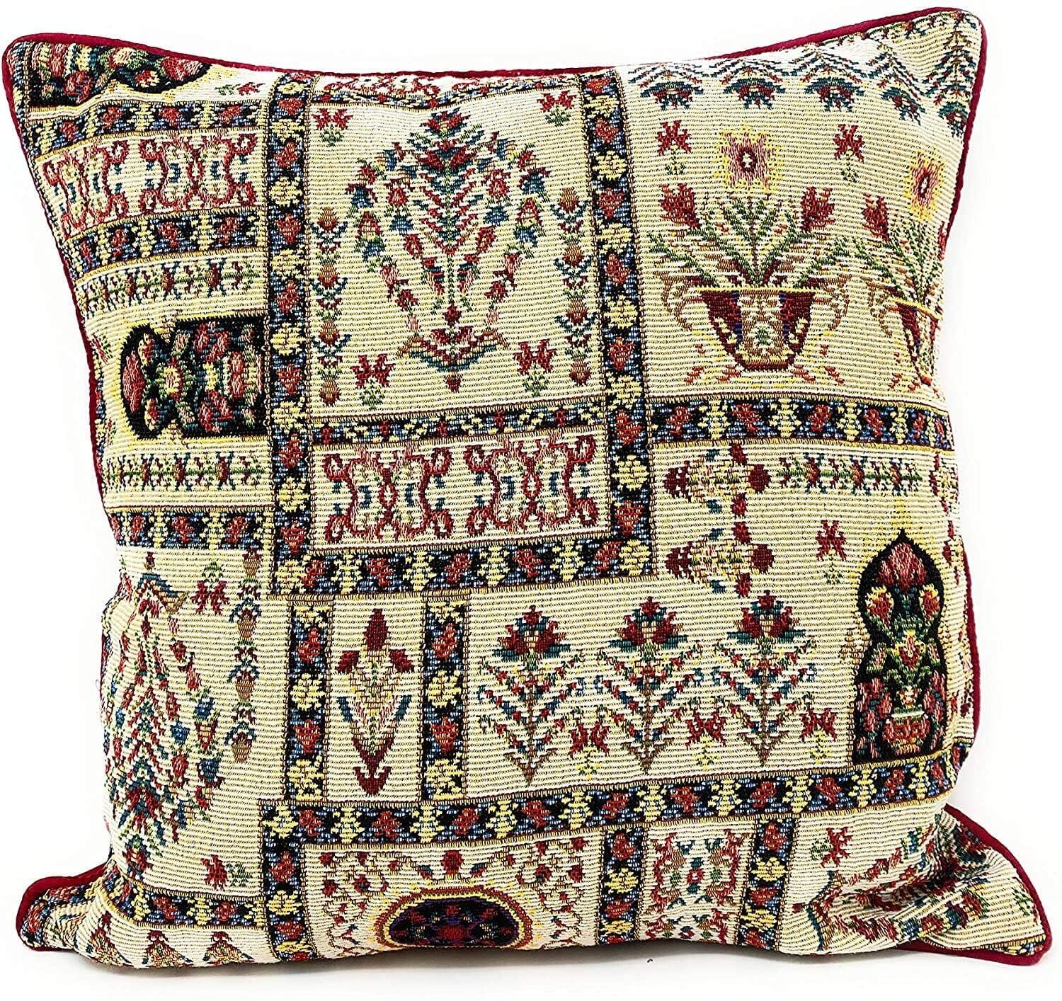DaDa Bedding Set of 4 Pieces - Floral Garden Botanical Tapestry Throw Pillow Covers Bundle Pack - 16" x 16" DaDalogy Bedding Collection