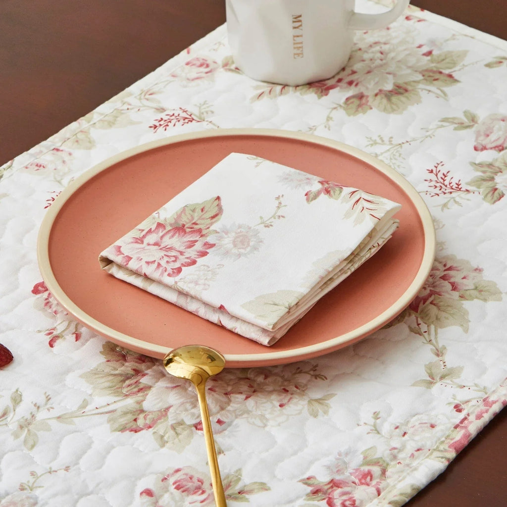 DaDa Bedding Set of 4-Pieces Hint of Mint Floral Cotton Dining Table Napkins 18" x 18" (3036) DaDalogy Bedding Collection