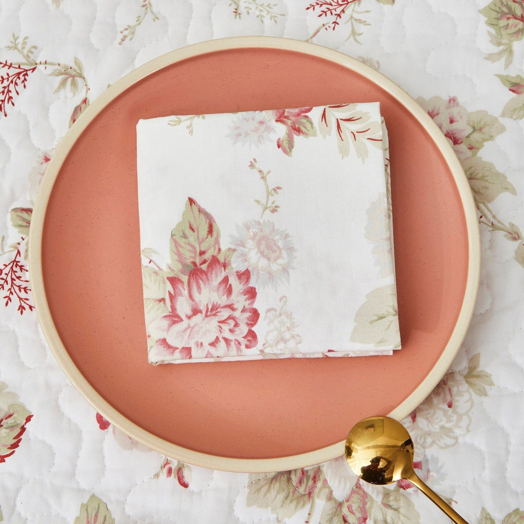 DaDa Bedding Set of 4-Pieces Hint of Mint Floral Cotton Dining Table Napkins 18" x 18" (3036) DaDalogy Bedding Collection