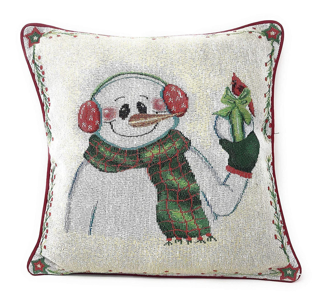 DaDa Bedding Set of 4 Pieces - Magical Santa Snowman Gingerbread Christmas Holiday Tapestry Throw Pillow Covers Bundle Pack - 16" x 16" DaDalogy Bedding Collection