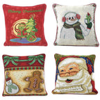 DaDa Bedding Set of 4 Pieces - Magical Santa Snowman Gingerbread Christmas Holiday Tapestry Throw Pillow Covers Bundle Pack - 16" x 16" DaDalogy Bedding Collection