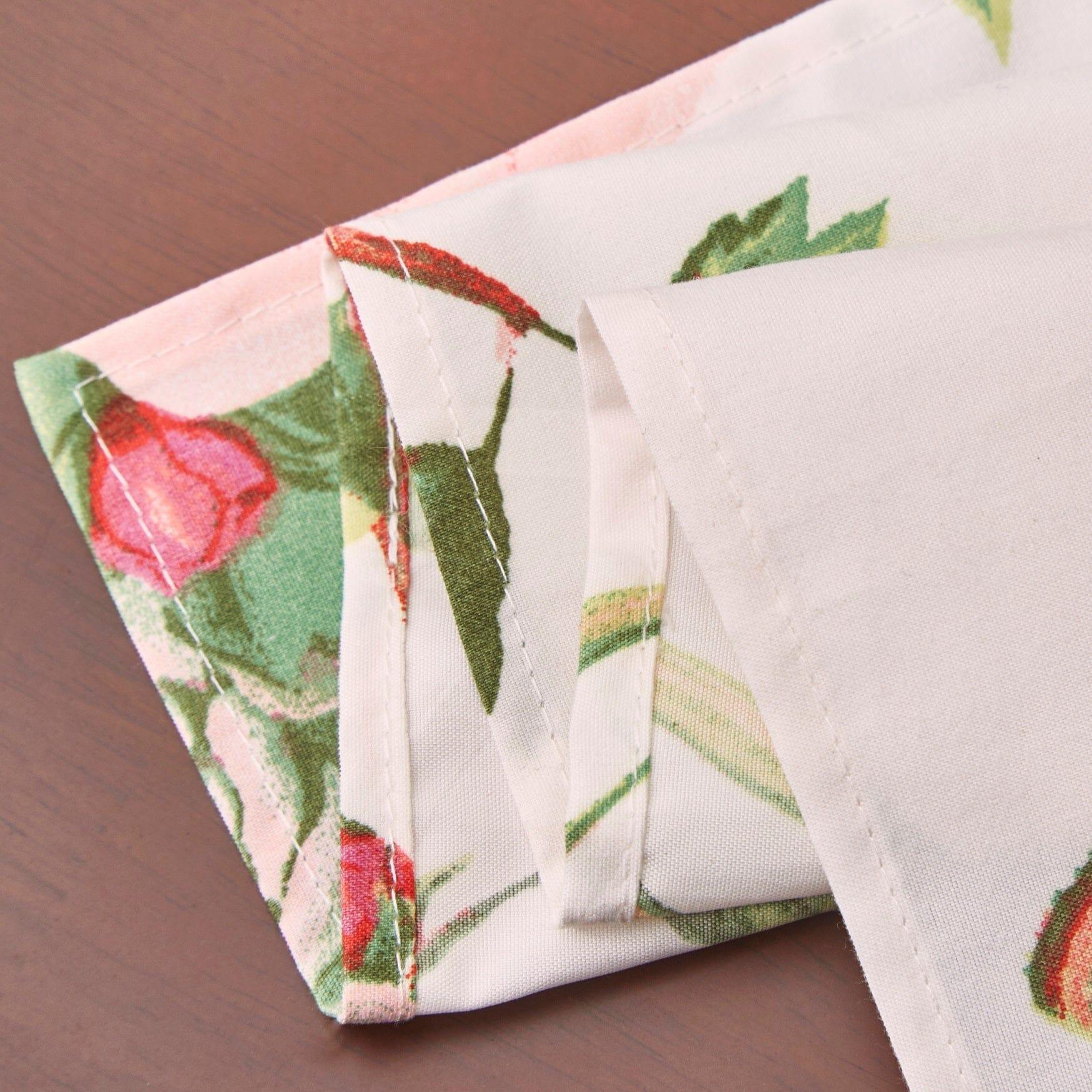DaDa Bedding Set of 4-Pieces Romantic Roses Pink Floral Dining Table Napkins 18" x 18" (879) DaDalogy Bedding Collection