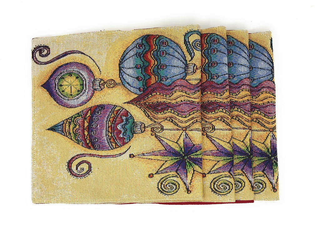 DaDa Bedding Set of 4-Pieces Starry Bohemian Lantern Ornaments Christmas Tapestry Placemats 13” x 19” (14916) DaDalogy Bedding Collection