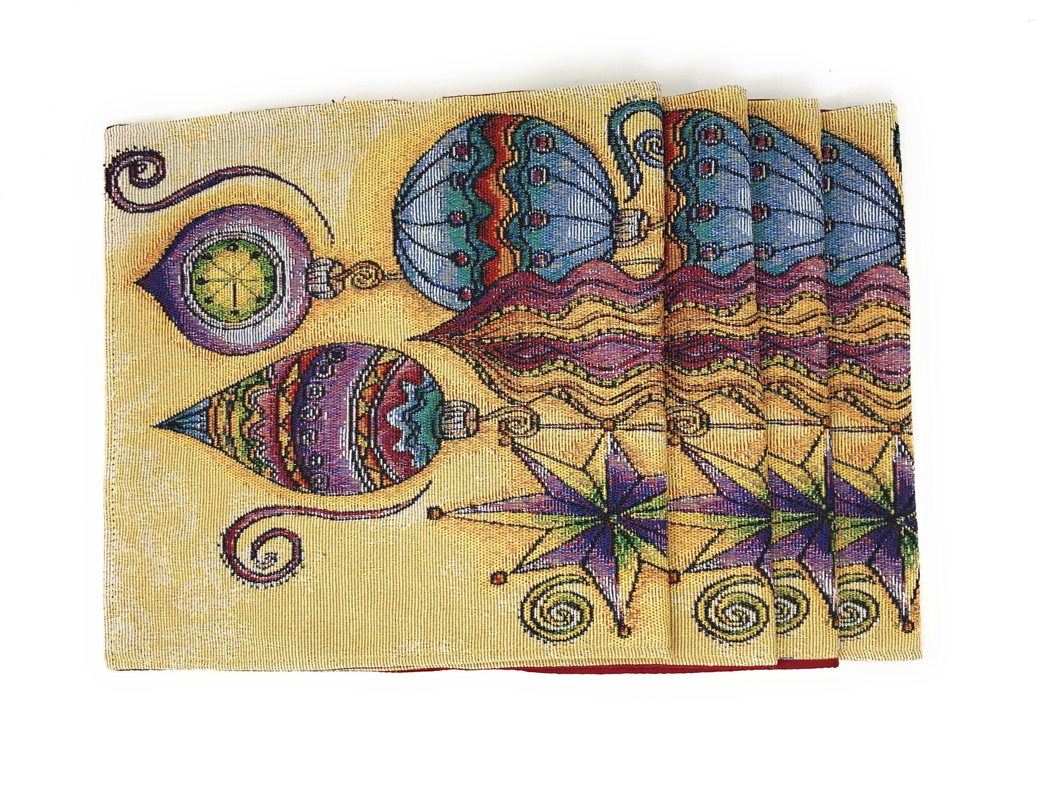 DaDa Bedding Set of 4-Pieces Starry Bohemian Lantern Ornaments Christmas Tapestry Placemats 13” x 19” (14916) DaDalogy Bedding Collection