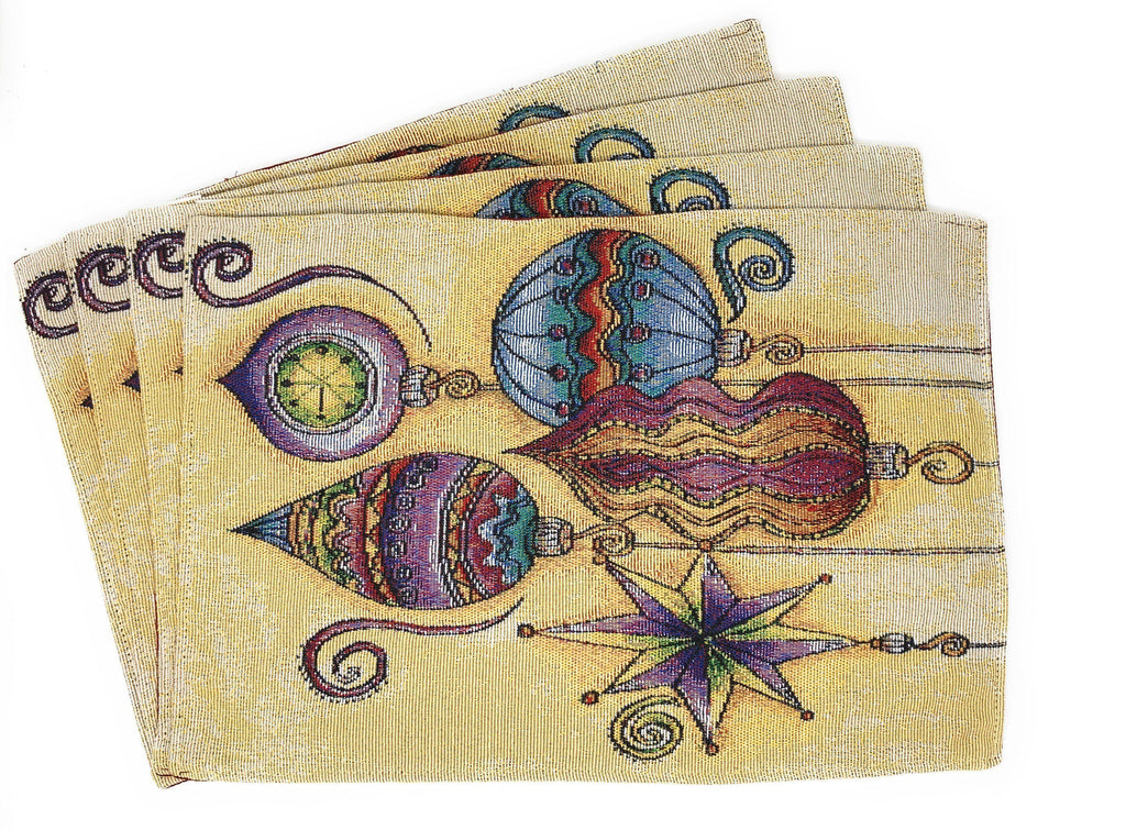 DaDa Bedding Set of 4-Pieces Starry Bohemian Lantern Ornaments Christmas Tapestry Placemats 13” x 19” (14916) DaDalogy Bedding Collection