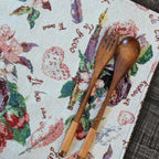 DaDa Bedding Set of 4-Pieces Sweet Love Notes Pink Floral Tapestry Dining Table Placemats 13” x 19”