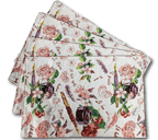 DaDa Bedding Set of 4-Pieces Sweet Love Notes Pink Floral Tapestry Dining Table Placemats 13” x 19”