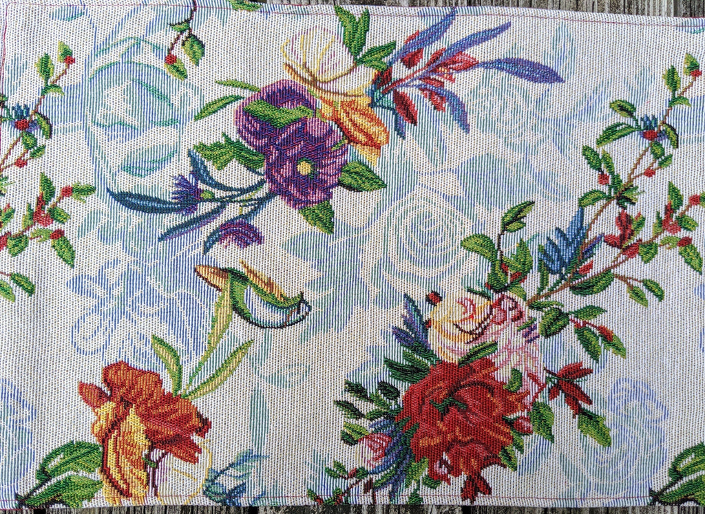 DaDa Bedding Set of 4-Pieces Tropical Sky Blue Birds Floral Tapestry Dining Table Placemats 13” x 19” (18116) DaDalogy Bedding Collection