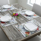 DaDa Bedding Set of 4-Pieces Tropical Sky Blue Birds Floral Tapestry Dining Table Placemats 13” x 19” (18116) DaDalogy Bedding Collection