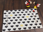DaDa Bedding Set of 4-Pieces Valentine's day Yellow & Black Hearts Tapestry Dining Table Placemats 13” x 19” (18113) DaDalogy Bedding Collection