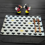 DaDa Bedding Set of 4-Pieces Valentine's day Yellow & Black Hearts Tapestry Dining Table Placemats 13” x 19” (18113) DaDalogy Bedding Collection