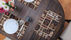 DaDa Bedding Set of 8 Pieces Dark Botanical Mughal Floral Table Woven Black Tapestry - 4 Placemats, 2 Table Runners, 2 Throw Pillow Covers (18197) DaDalogy Bedding Collection