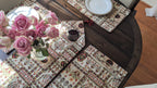 DaDa Bedding Set of 8 Pieces Light Botanical Mughal Floral Table Woven Tapestry - 4 Placemats, 2 Table Runners, 2 Throw Pillow Covers (18196) DaDalogy Bedding Collection