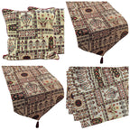 DaDa Bedding Set of 8 Pieces Light Botanical Mughal Floral Table Woven Tapestry - 4 Placemats, 2 Table Runners, 2 Throw Pillow Covers (18196) DaDalogy Bedding Collection