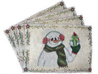 DaDa Bedding Set of 8 Pieces Magical Snowman Holiday Table Tapestry - 4 Placemats, 2 Table Runners, 2 Throw Pillow Covers (9733) DaDalogy Bedding Collection