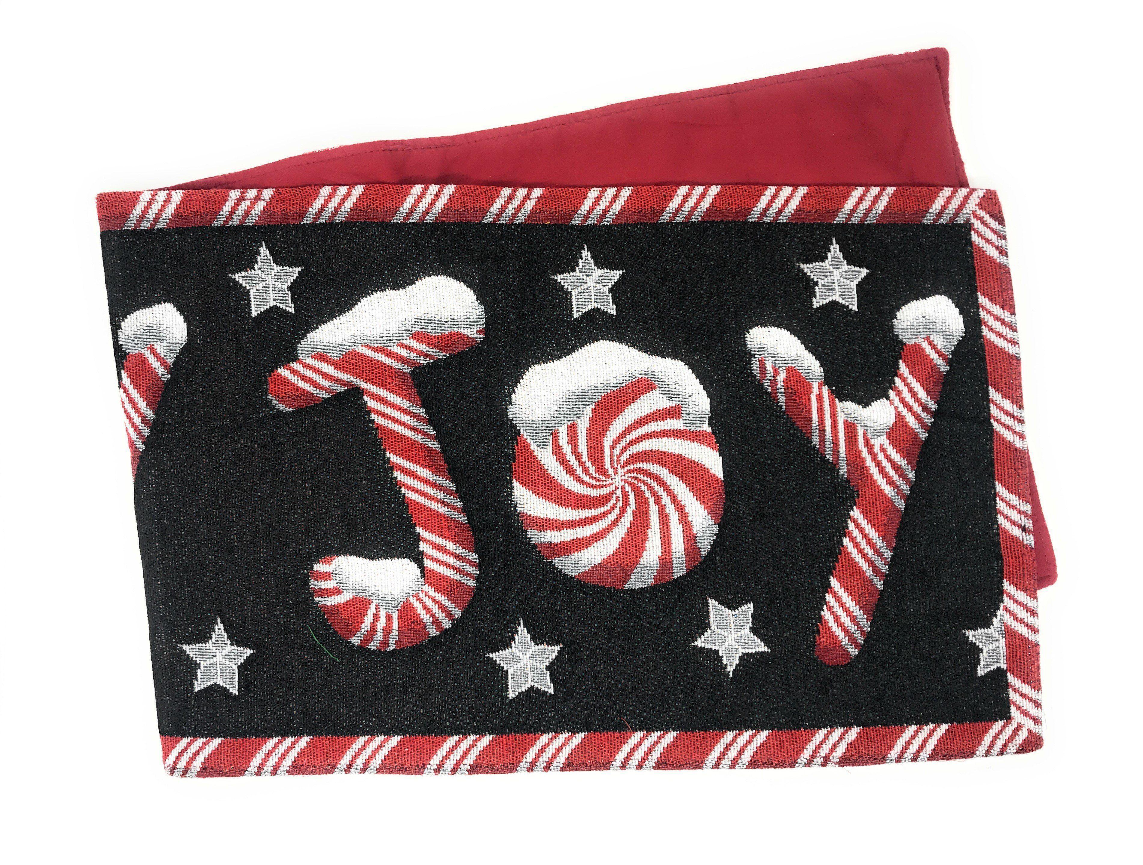 DaDa Bedding Set of 8 Pieces Peppermint Joy Holiday Table Tapestry - 4 Placemats, 2 Table Runners, 2 Throw Pillow Covers (12904) DaDalogy Bedding Collection
