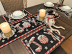 DaDa Bedding Set of 8 Pieces Peppermint Joy Holiday Table Tapestry - 4 Placemats, 2 Table Runners, 2 Throw Pillow Covers (12904) DaDalogy Bedding Collection