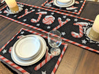 DaDa Bedding Set of 8 Pieces Peppermint Joy Holiday Table Tapestry - 4 Placemats, 2 Table Runners, 2 Throw Pillow Covers (12904) DaDalogy Bedding Collection