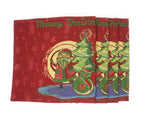 DaDa Bedding Set of 8 Pieces Red Santa Claus Holiday Table Tapestry - 4 Placemats, 2 Table Runners, 2 Throw Pillow Covers (17615) DaDalogy Bedding Collection