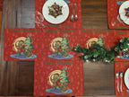 DaDa Bedding Set of 8 Pieces Red Santa Claus Holiday Table Tapestry - 4 Placemats, 2 Table Runners, 2 Throw Pillow Covers (17615) DaDalogy Bedding Collection