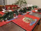 DaDa Bedding Set of 8 Pieces Red Santa Claus Holiday Table Tapestry - 4 Placemats, 2 Table Runners, 2 Throw Pillow Covers (17615) DaDalogy Bedding Collection