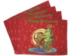 DaDa Bedding Set of 8 Pieces Red Santa Claus Holiday Table Tapestry - 4 Placemats, 2 Table Runners, 2 Throw Pillow Covers (17615) DaDalogy Bedding Collection