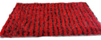 DaDa Bedding Shaggy Soft Rectangle Door Mat Bath Carpet Rug - 20" x 32", Striped Red & Black DaDalogy Bedding Collection