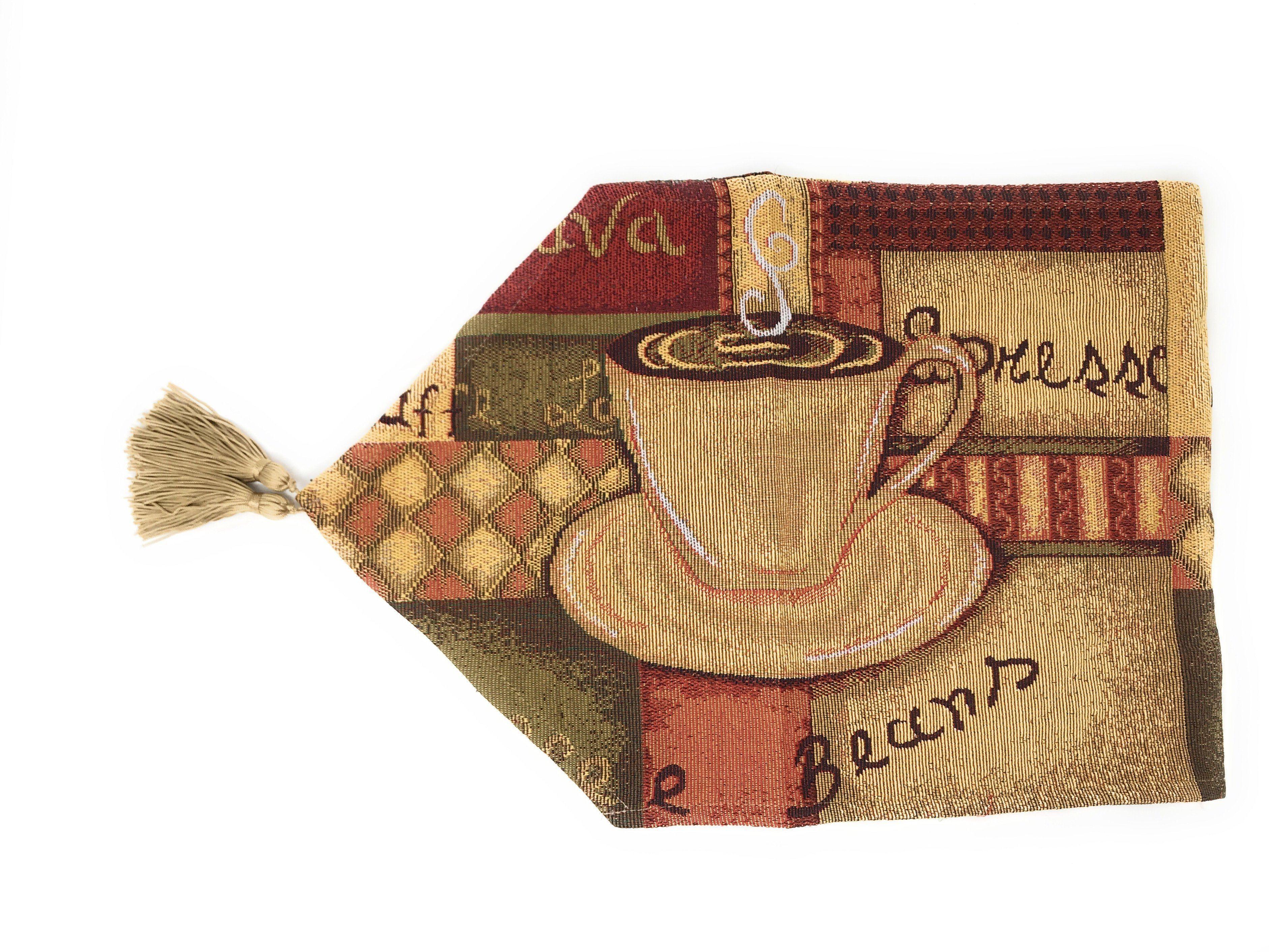 DaDa Bedding Smell of Coffee Cup Latte Java Brown Tapestry Table Runner Cloth (9912) DaDalogy Bedding Collection