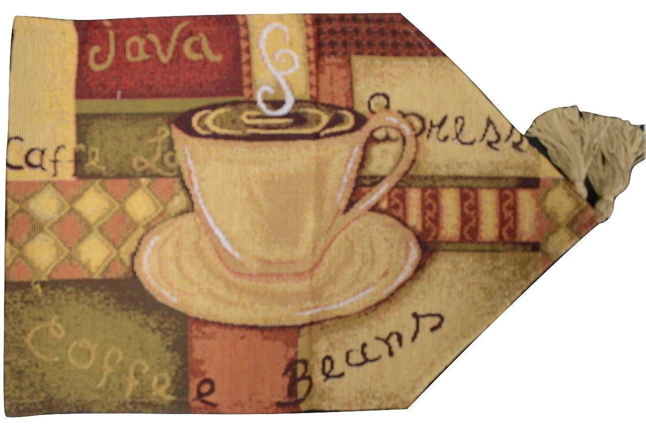 DaDa Bedding Smell of Coffee Cup Latte Java Brown Tapestry Table Runner Cloth (9912) DaDalogy Bedding Collection
