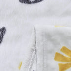 DaDa Bedding Soft Lightweight Fleece Throw Blanket, Yellow Fleur Floral Golden Orange Silver/Grey Background (XY1011) DaDalogy Bedding Collection
