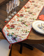DaDa Bedding Sweet Heart Love Notes Pink Floral Woven Tapestry Dining Table Runner (18273) DaDalogy Bedding Collection