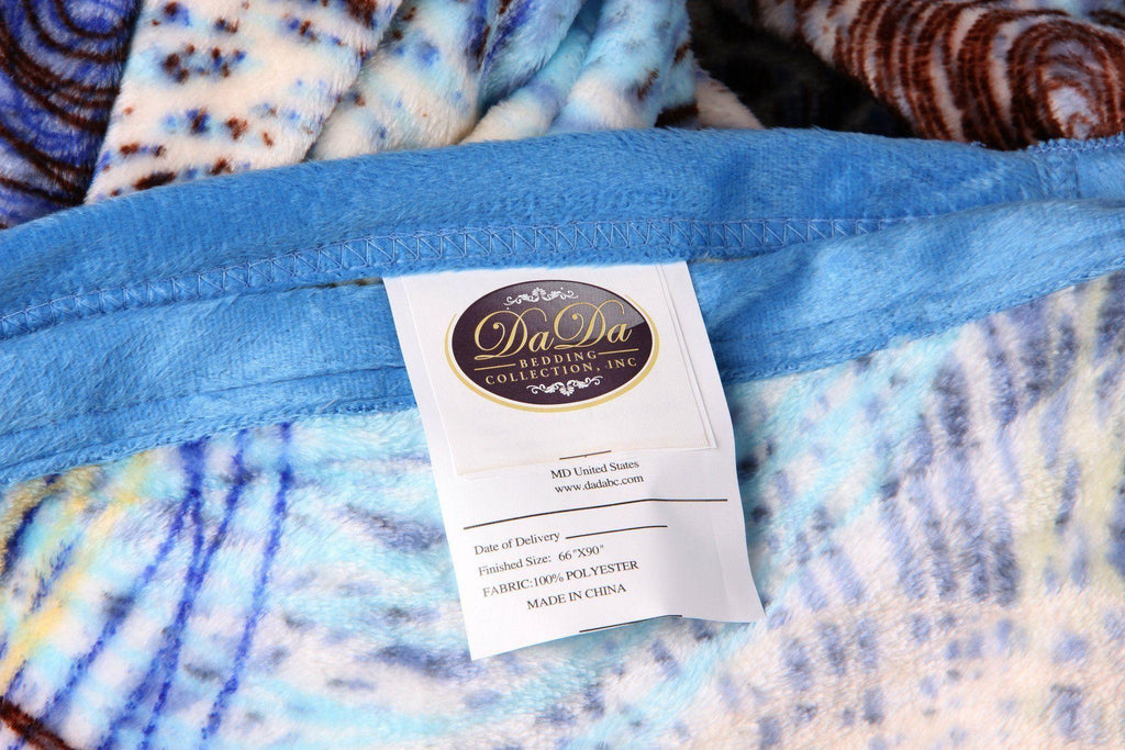 DaDa Bedding Swirly Navy Blue Lagoon Abstract Mink Flannel Fleece Throw Blanket (XY9897) DaDalogy Bedding Collection