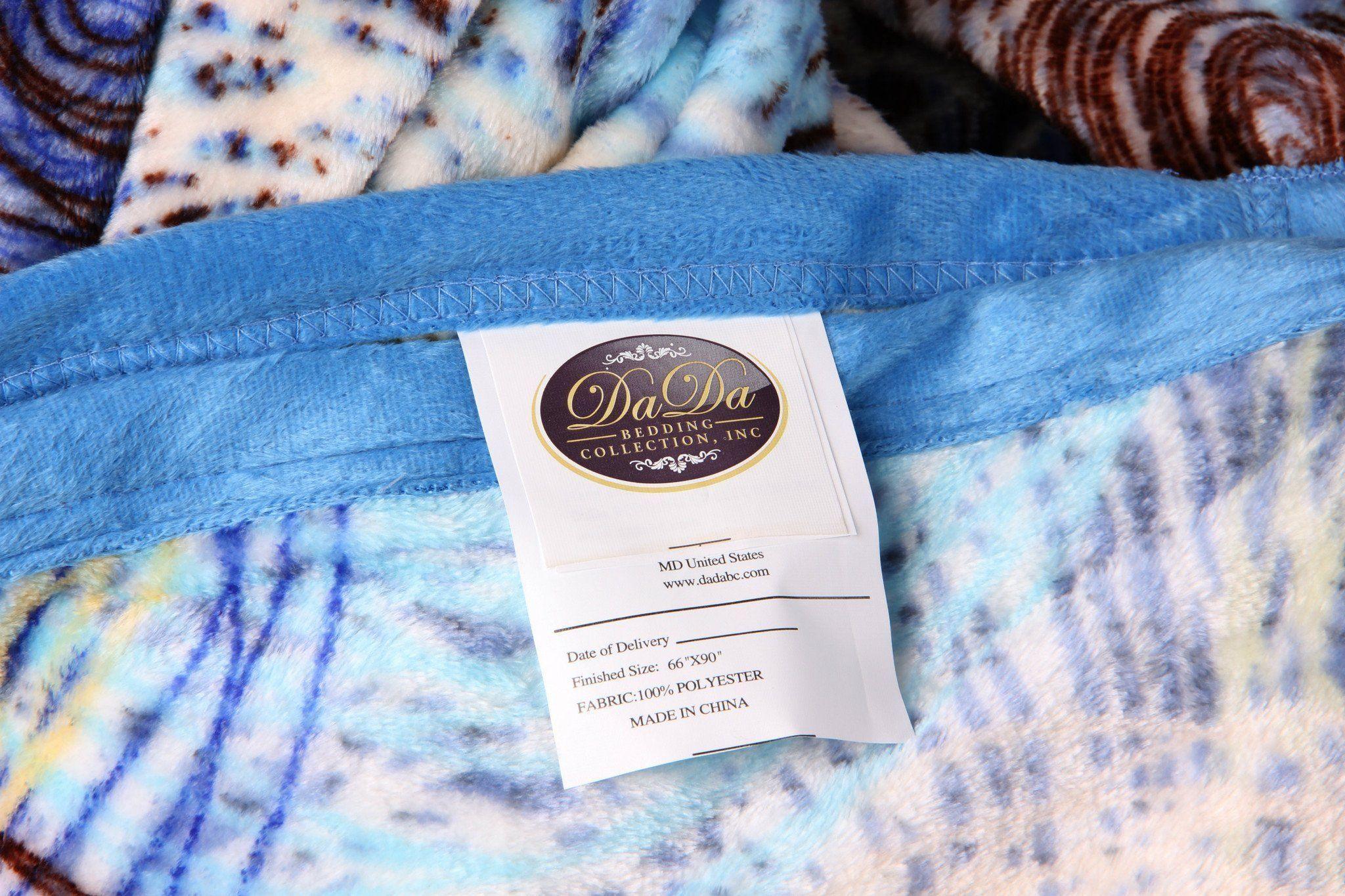 DaDa Bedding Swirly Navy Blue Lagoon Abstract Mink Flannel Fleece Throw Blanket (XY9897) DaDalogy Bedding Collection
