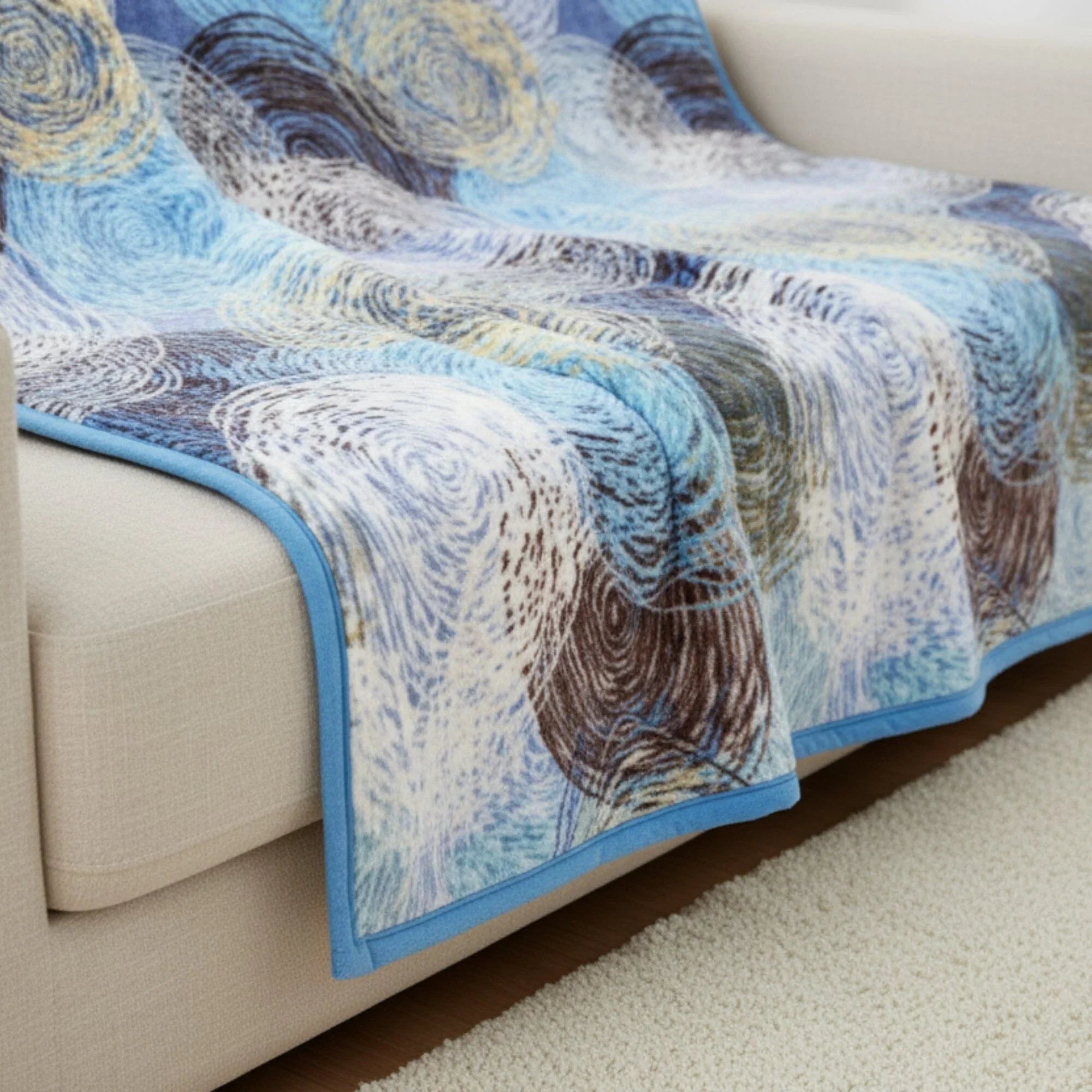DaDa Bedding Swirly Navy Blue Lagoon Abstract Mink Flannel Fleece Throw Blanket (XY9897) DaDalogy Bedding Collection