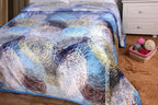 DaDa Bedding Swirly Navy Blue Lagoon Abstract Mink Flannel Fleece Throw Blanket (XY9897) DaDalogy Bedding Collection