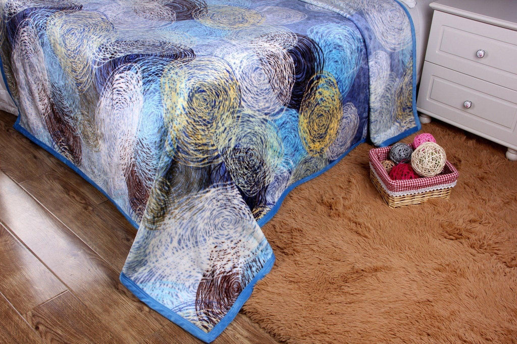 DaDa Bedding Swirly Navy Blue Lagoon Abstract Mink Flannel Fleece Throw Blanket (XY9897) DaDalogy Bedding Collection