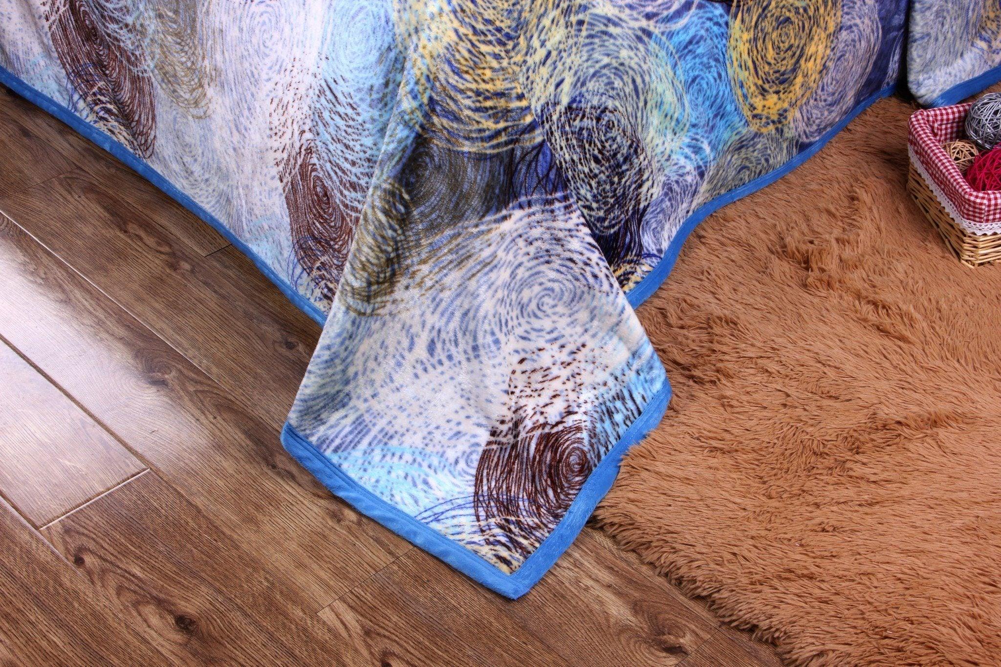 DaDa Bedding Swirly Navy Blue Lagoon Abstract Mink Flannel Fleece Throw Blanket (XY9897) DaDalogy Bedding Collection