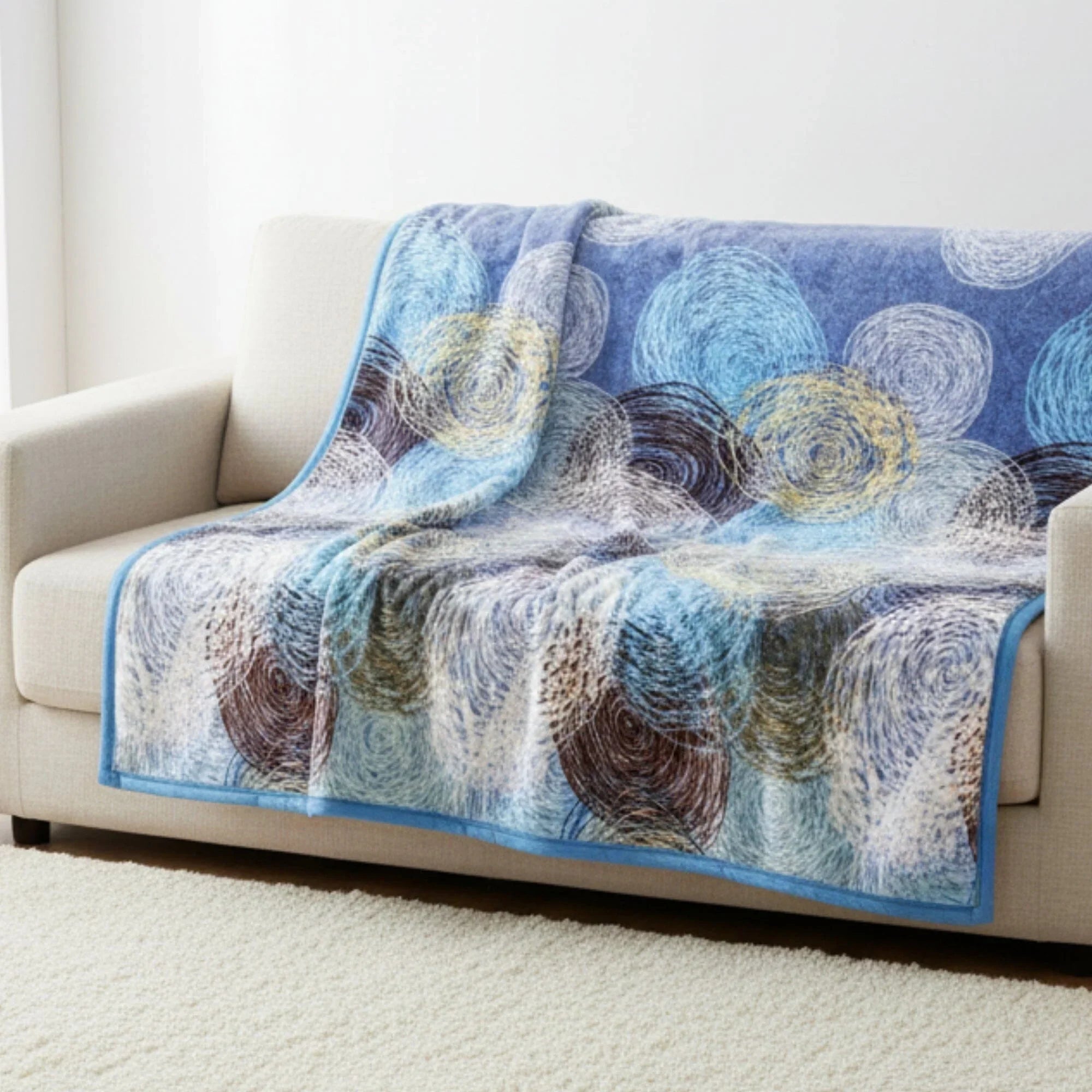 DaDa Bedding Swirly Navy Blue Lagoon Abstract Mink Flannel Fleece Throw Blanket (XY9897) DaDalogy Bedding Collection