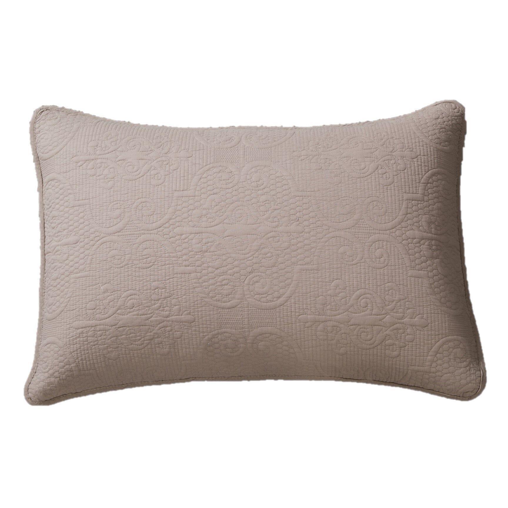 DaDa Bedding Taupe Beige Sand Dollar Floral Quilted Cotton Pillow Sham - 1-Piece  (JHW585) DaDalogy Bedding Collection