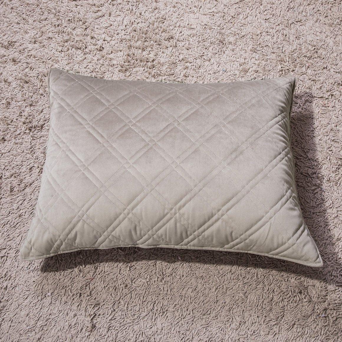 DaDa Bedding Taupe Grey Velvet Quilted King Pillow Sham - (JHW831) DaDalogy Bedding Collection