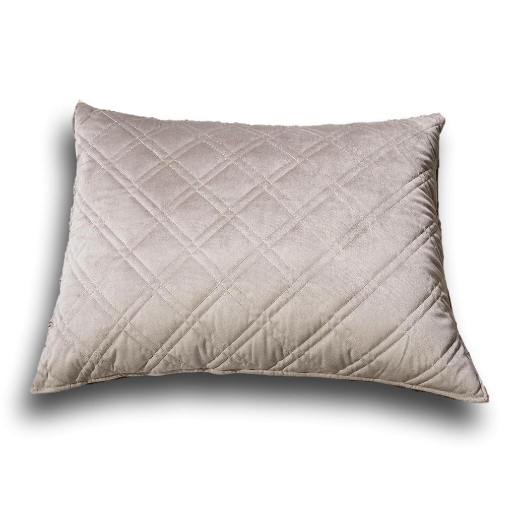 DaDa Bedding Taupe Grey Velvet Quilted King Pillow Sham - (JHW831) DaDalogy Bedding Collection