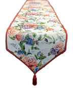 DaDa Bedding Vintage Romantic Roses Lovely Pink Floral Woven Tapestry Dining Table Runner (879) DaDalogy Bedding Collection