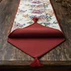 DaDa Bedding Vintage Romantic Roses Lovely Pink Floral Woven Tapestry Dining Table Runner (879) DaDalogy Bedding Collection