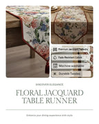 DaDa Bedding Vintage Romantic Roses Lovely Pink Floral Woven Tapestry Dining Table Runner (879) DaDalogy Bedding Collection
